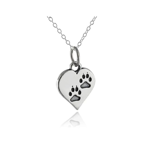 Sterling Silver Paw Print Pendant Necklace for Women with 18 Karat Gold Plating