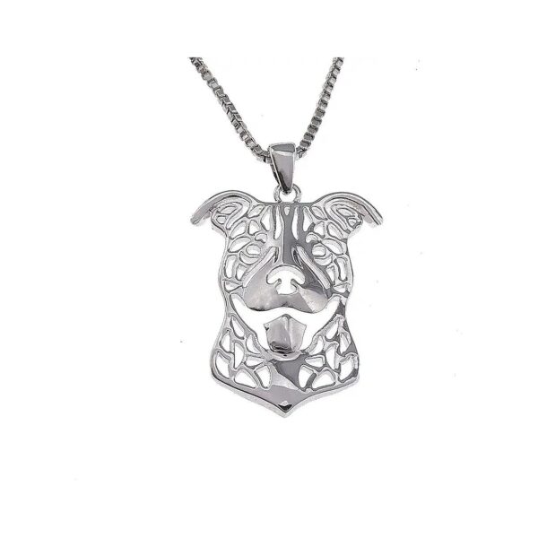 Sterling Silver Pitbull Dog Necklace Set with Earrings and Sweet Paw Print Design