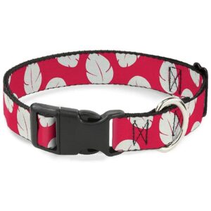 Stitch Polyester Dog Collar with Leaves Pattern and Long-Lasting Plastic Buckle