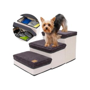 Storage and Folding Pet Stairs for Small Medium Dogs and Cats Under 30 Pounds