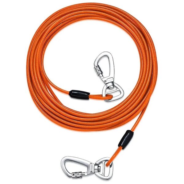 Strength Dog Tie Out Cable with Orange Wire Rope and Solid Clips for Medium-Sized Dogs