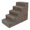 Stress-Free Pet Access with Brown Linen Foam Pet Stairs, 5-Step Design for Small Pets