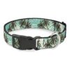 Stripes Small Dog Collar Palm Tree Tan Teal Nylon 9-15 Inch