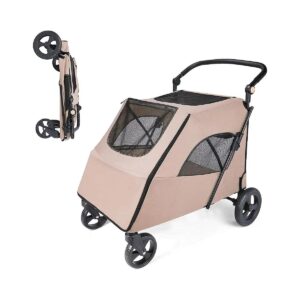 Stroller for Large Dogs up to 120 Lbs with Durable Oxford Cloth Cover and Swivel Wheels