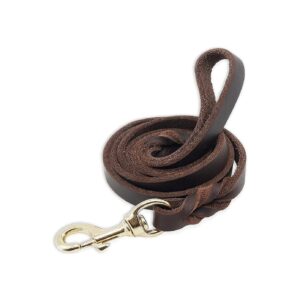 Strong Brown Leather Dog Leash for Medium Large Breed Dogs 4ftx3/4inch