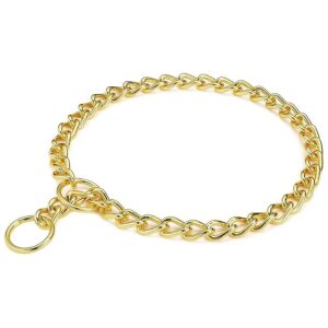 Strong Chain Link Stainless Steel Dog Choke Collar with Gold Plating for Walking