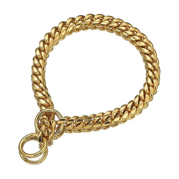 Strong Gold Plated Stainless Steel Cuban Link Collar for Dogs Training and Daily Use