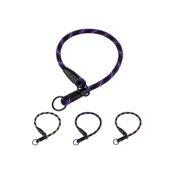 Strong Lightweight Braided Rope Dog Collar with Quick Release for Puppy Training