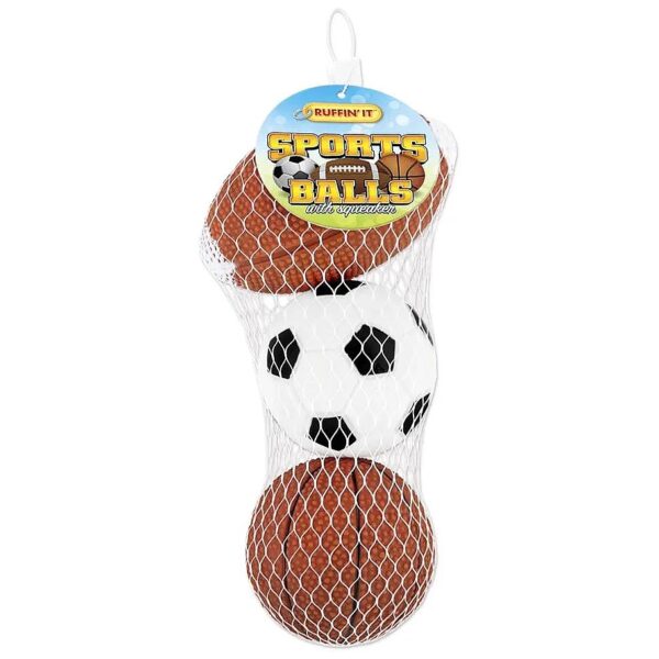 Strong Vinyl Sports Ball Collection in Mesh Bag for Pet Stimulation