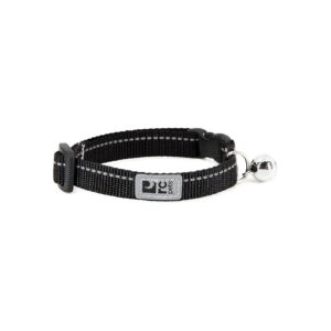 Strong and Adjustable Black Cat Breakaway Collar with Reflective Strip and Bell