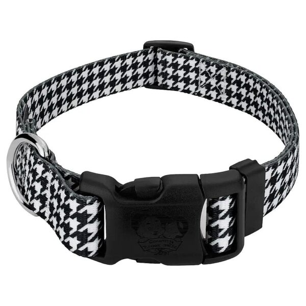 Strong and Durable 1 Inch Adjustable Houndstooth Dog Collar for Small Medium Large Breeds