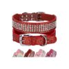 Strong and Durable 5" PU Leather Dog Collar with Rhinestones for Medium and Large Dogs