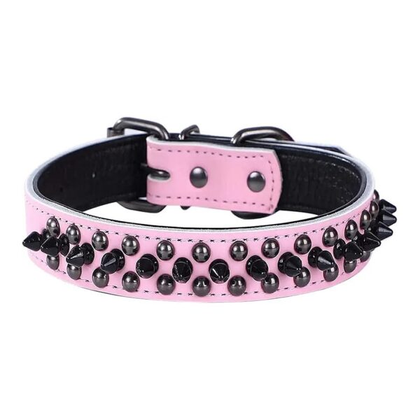 Strong and Durable Spiked Leather Dog Collar for Bulldog Pitbull and Poodle