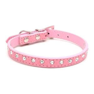 Studded Dog Collars with Adjustable Size for Small Pets in Pink