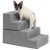 Sturdy 4-Step Memory Foam Dog Stairs with Removable Washable Suede Cover for Elder Pets