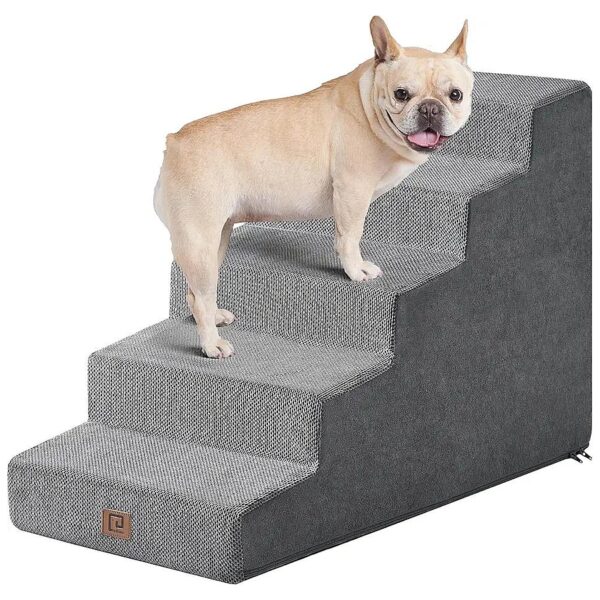 Sturdy 5-Step Dog Stairs with Non-Slip Bottom and Easy Assembly for Small Breed Pets