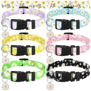 Sturdy Adjustable Dog Collars with Floral Print for Small Medium Large Female Male Dogs