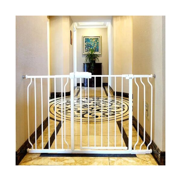 Sturdy Alloy Steel Baby Gate with Auto Close and Walk Through for Kitchen and Living Room