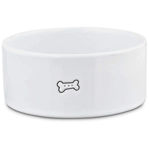 Sturdy Ceramic Dog Bowl with Cute "Good Dog" Design and Etched Bone, 3 Cups