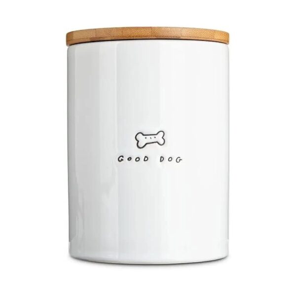 Sturdy Ceramic Dog Treat Jar for Large Breed Dogs with Bamboo Lid