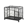 Sturdy Metal Dog Crate with Folding Design and Removable Tray for Indoor Outdoor Use