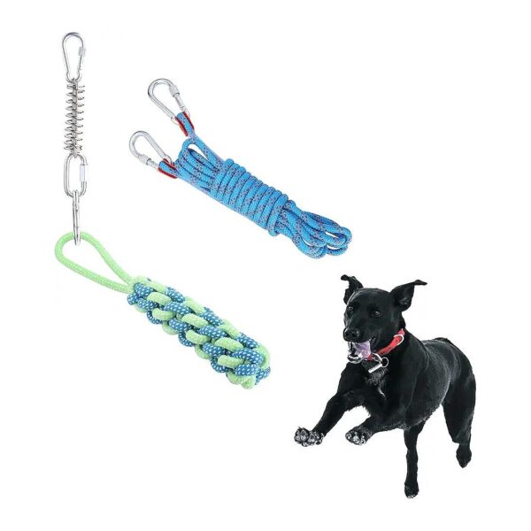 Sturdy Rope Spring Pole Dog Toy Kit for Medium to Large Dogs for Tug of War Play