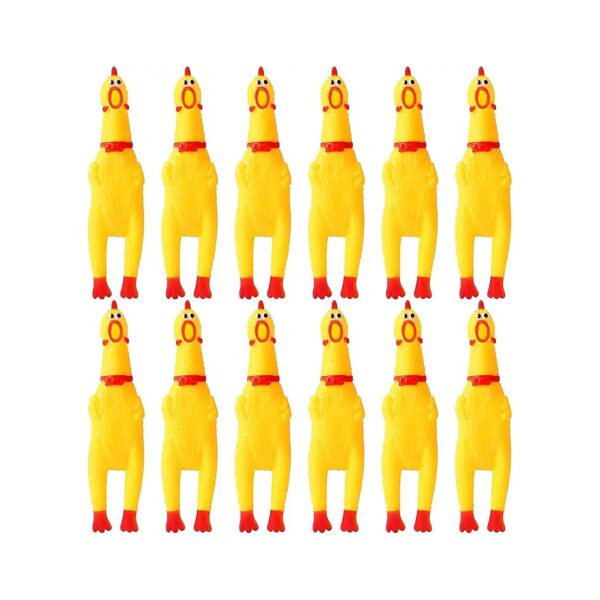 Sturdy Rubber Chickens for Kids and Adults, Squeaking and Screaming Sounds, 12 Inch