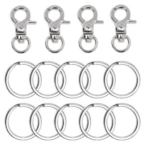 Sturdy Stainless Steel Dog ID Tag Clips with Rings for Small Medium Large Pets - Silver