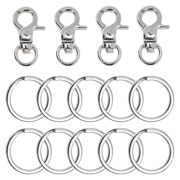 Sturdy Stainless Steel Dog ID Tag Clips with Rings for Small Medium Large Pets - Silver