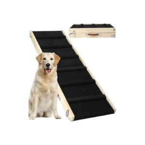 Sturdy Wooden Dog Ramp 150 LBS Weight Capacity Adjustable 6 Heights for Large Pets