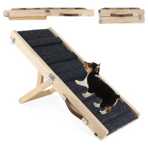 Sturdy Wooden Dog Ramp for Small Dogs Adjustable Height for Furniture