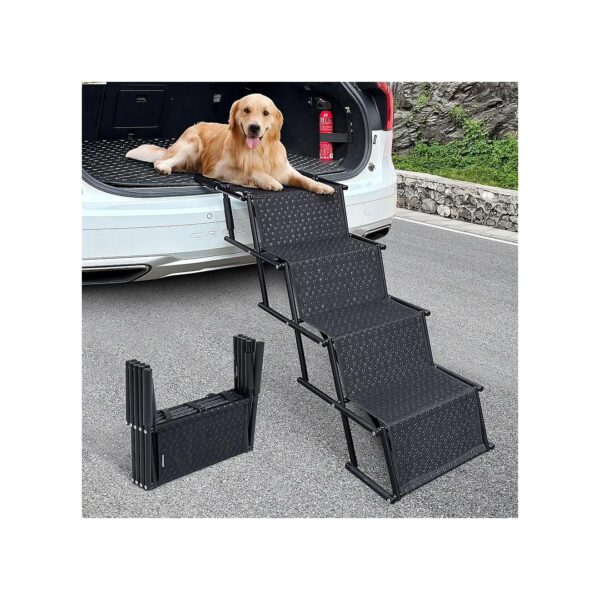 Sturdy and Stable Pet Folding Stair for Large Dogs up to 154lbs with Adjustable Height