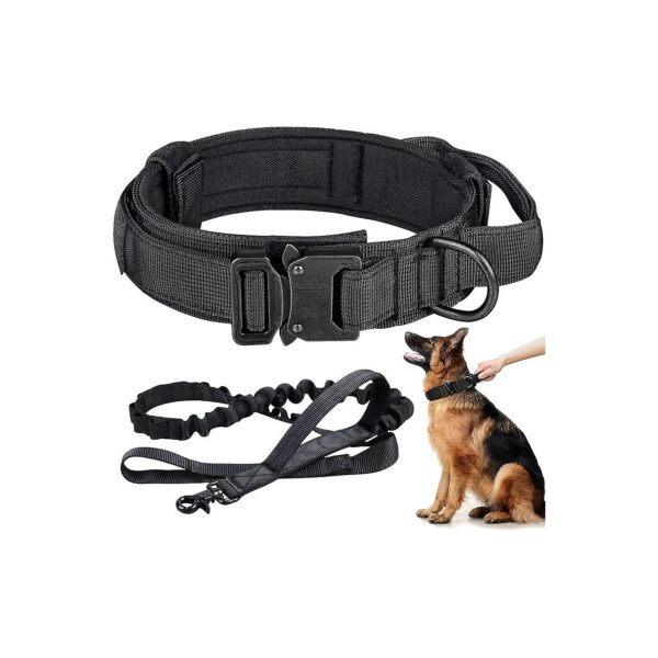 Style Dog Collar and Leash with Bungee and Double Control Handle for Dogs of Medium Size