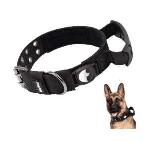 Style Dog Collar with Heavy Duty Nylon, Metal Buckle, and AirTag Holder for Large Dogs