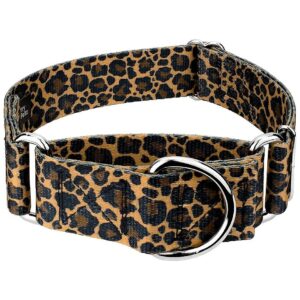 Style Leopard Print Dog Collar with 5 Inch Width and Polyester Material