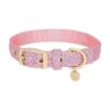 Stylish Adjustable Dog Collar with Soft Pink Tinsel Thread and Metal Buckle for Big Dogs