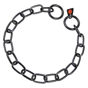 Stylish Black Dog Necklace with Adjusting Noose and Stainless Steel Links