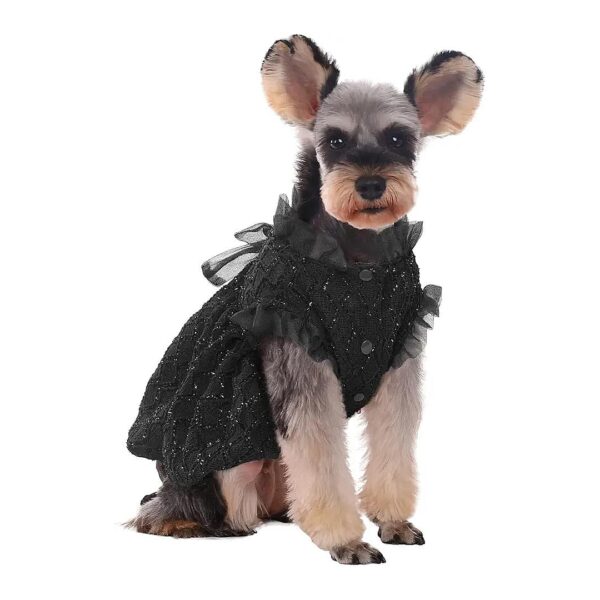 Stylish Black Dog Princess Dress Medium Dog Girl Costume Pet Outfit for Wedding Holiday