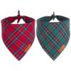 Stylish Christmas Gift for Dog Lovers 2 Pack X-Large Plaid Bandanas