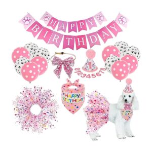 Stylish Dog Birthday Bandana with Polka Dots and Pompoms for Party Decorations and Gifts