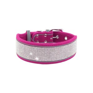 Stylish Dog Collar with Bling Rhinestones and Reflective Edging for Small to Large Dogs