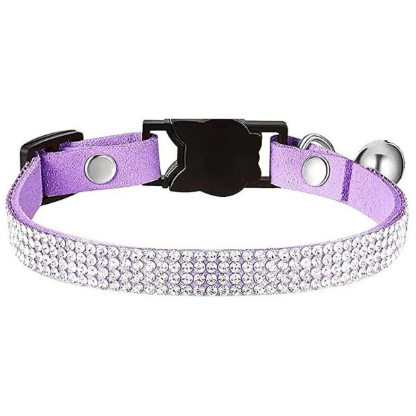 Stylish Dog Collars with Soft Velvet and Crystal Rhinestones and Bell