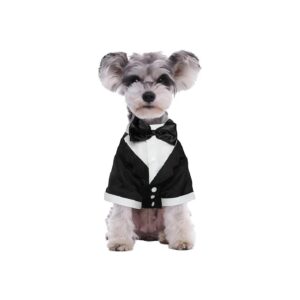 Stylish Dog Formal Wear with Bow Tie for Small Medium Large Dogs, Black, Easy On and Off