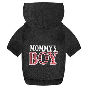 Stylish Large Dog Hoodie with MOMMY'S BOY Lettered Pattern and Comfortable Fleece Lining