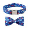 Stylish Patriotic Dog Collar with Adjustable Popsicle Bowtie for Small Breeds