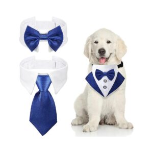 Stylish Pet Wedding Wear Set for Small Dogs and Cats with Adjustable Dog Tuxedo Collar