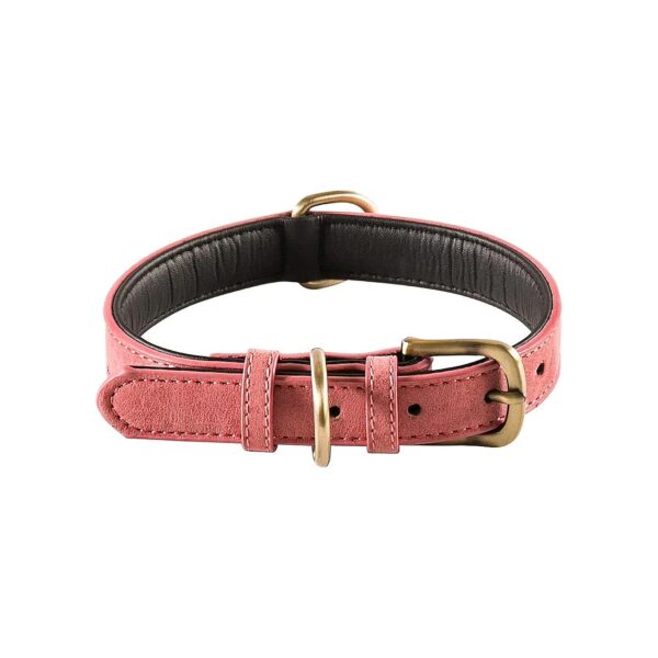 Stylish Pink Leather Dog Collar with Comfortable Fit and Easy to Use Buckle and D-Rings