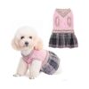 Stylish Plaid Dog Sweater Dress for Small Medium Dogs Girl with Elastic Neck