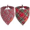 Stylish Plaid Snowflake Dog Scarf, Christmas Bandanas for Large Dogs with Multiple Sizes