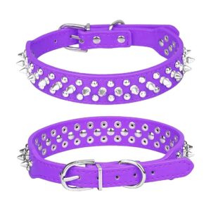 Stylish Purple Puppy Collar Made from High Quality Soft Leather for Small to Medium Dogs